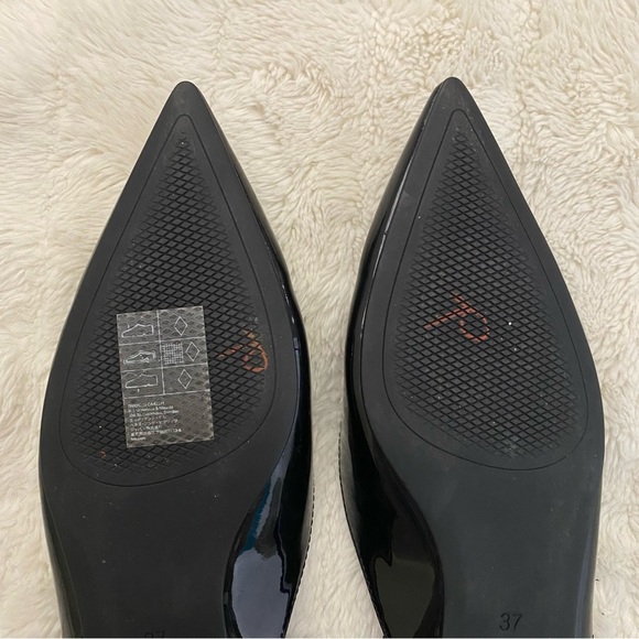 H&M Patent Faux Leather Black Pointed Toe Slingback Flats Sleek Design Size 6 - Picture 9 of 12